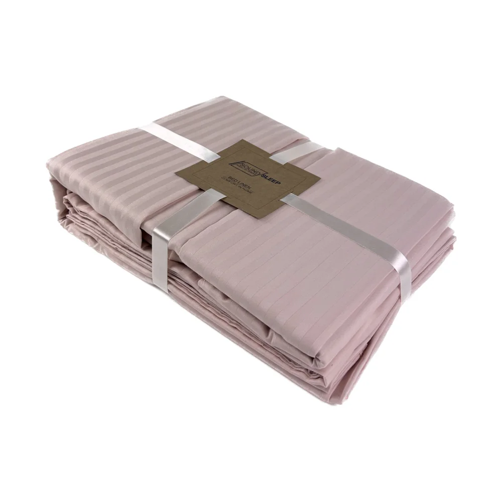 Комплект постельного белья SoundSleep Stripe Pudra сатин-страйп евро 200х220 см пудровый (2251736513014)